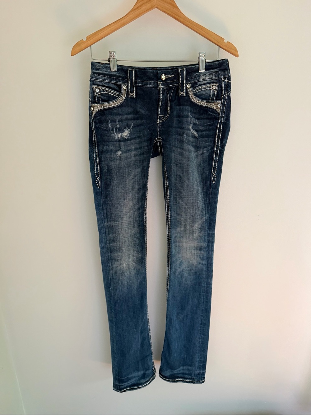 Rock Revival Ella Slim Boot Jeans 26 Low Rise Rhinestone Western